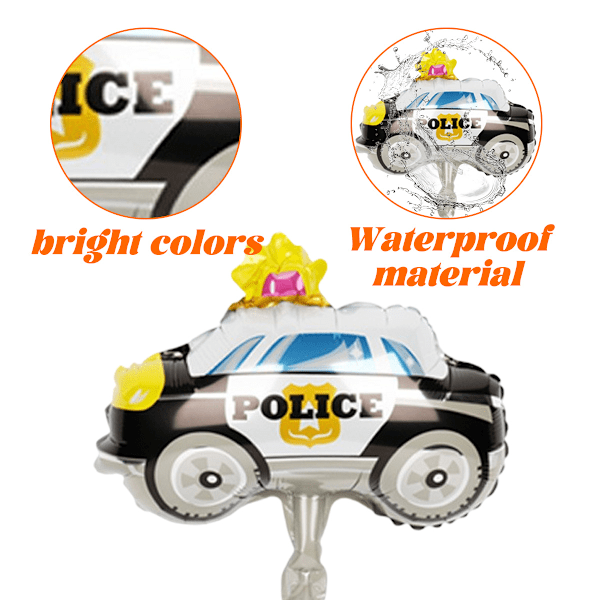 Kuljetusalufolioballoonit paloauto insinööriauto lentokone pojan syntymäpäiväjuhlan koristelu autoballoonit Mini police car