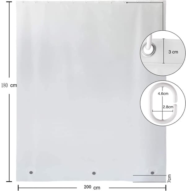 Duschdraperifoder, Säkert miljövänligt EVA-material, Lättskött vattentät design för våta utrymmen (183x183 cm)