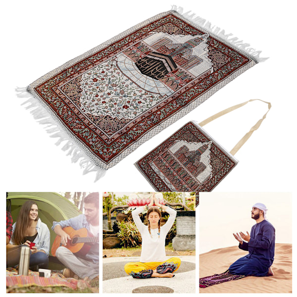 Muslim Prayer Mat Thick Cotton Pilgrimage Carpet Muslim Praying Rug with A Cloth Bag for Pilgrimage