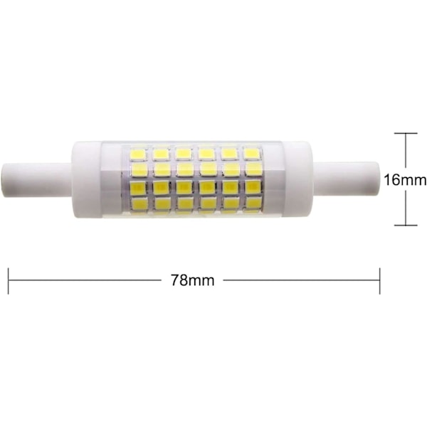 R7S LED-lampa, Naturvitt 220V 6W Dimbar Dubbeländad Lampa Med Låg Ljusdämpning Och Stark Belysning För Taklampor Läslampor,