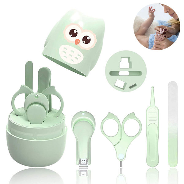 Baby nagelset, med söt uggla-formad väska för nyfödda