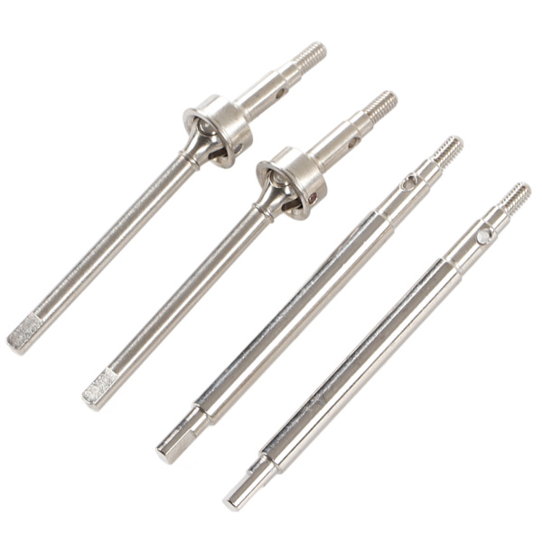 RC Front Rear Drive Shaft Replacement Steel RC CVD Axle med 8mm Messing Adapter for Traxxas 1/18 Bil Sølv