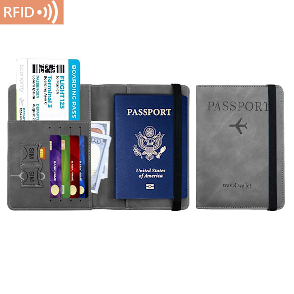 Passportskydd i PU-läder, multifunktionellt, dokumentfodral, passfodral