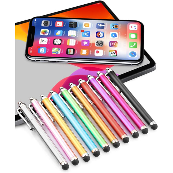 Pekstift för pekskärmar, Pekstift 10-pack i rosa, lila, svart, grön, silver, Universal pekskärm kapacitiv pekstift kompatibel med