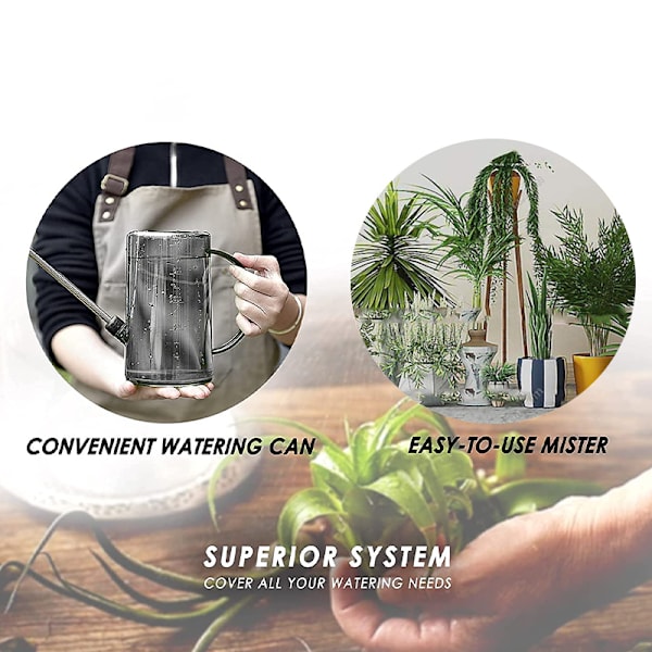 Transparent plastkanna för krukväxter, trädgård, 1L