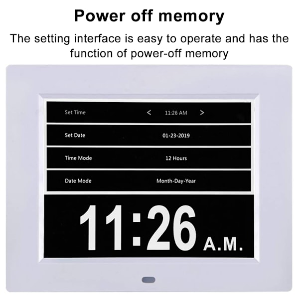 Visionär Tidmätare, Klocka med Dag och Datum, Extra Stor Display Digital Kalender, Automatisk Dimning IPS-Skärm, Alarm och Medicinpåminnelse (8\")