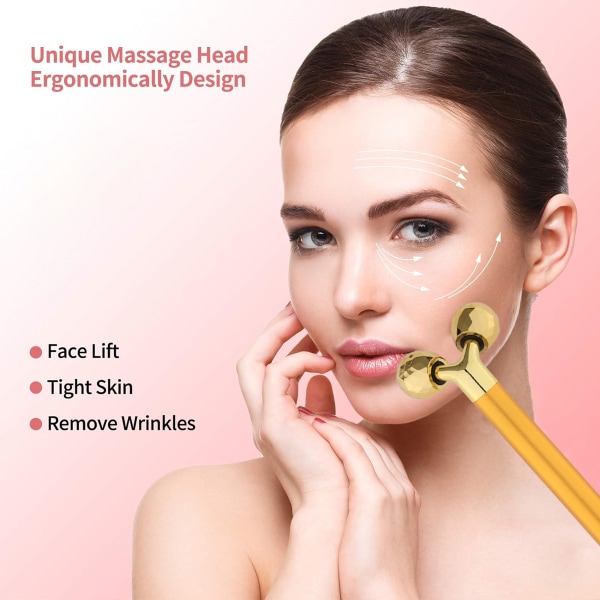 Beauty Bar Rose Gold Facial Massager för Hudvård Wood 3D Face