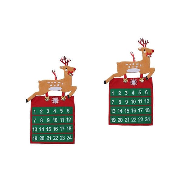 Julekalender til oppheng med elgdesign for nedtelling 2 stk