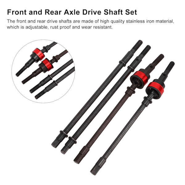 RC for- og bagaksel drivaksel CVD-sæt med messingkoblinger til Axial SCX10 1/10 RC-bilopgraderingsdele Rød