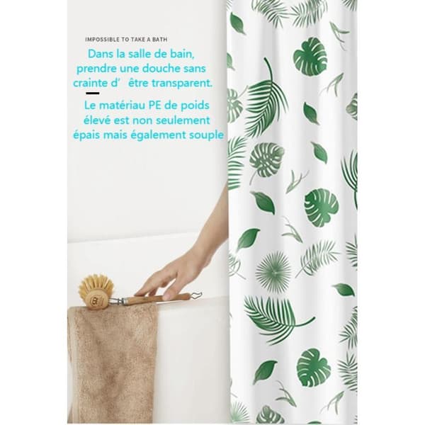 Duschdraperi för badrum, vattentätt polyester med botaniskt bladmönster, tropiskt djungeldesign duschfoder för heminredning, miljövänligt