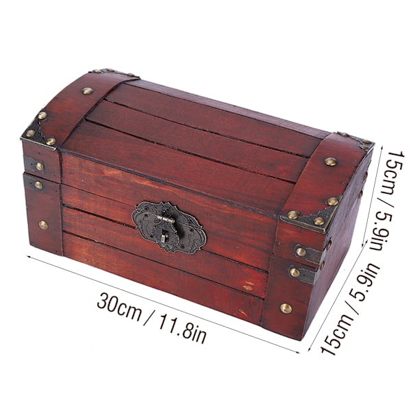Vintage Træ Opbevaringsboks Retro Håndlavet Udsøgt Smykke Håndværkssamling Etui (S med Kodeordlås)