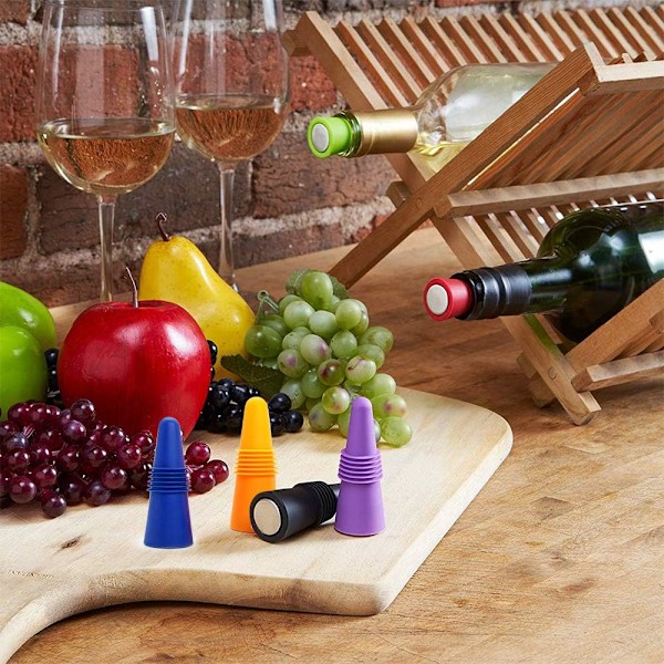 Eleganta Vinkorkar, Lufttät Försegling Bevarar Fräschören, Perfekt för Att Bevara Vinsmaken, Set med 6, Silikontätning Säkerställer Hållbarhet och