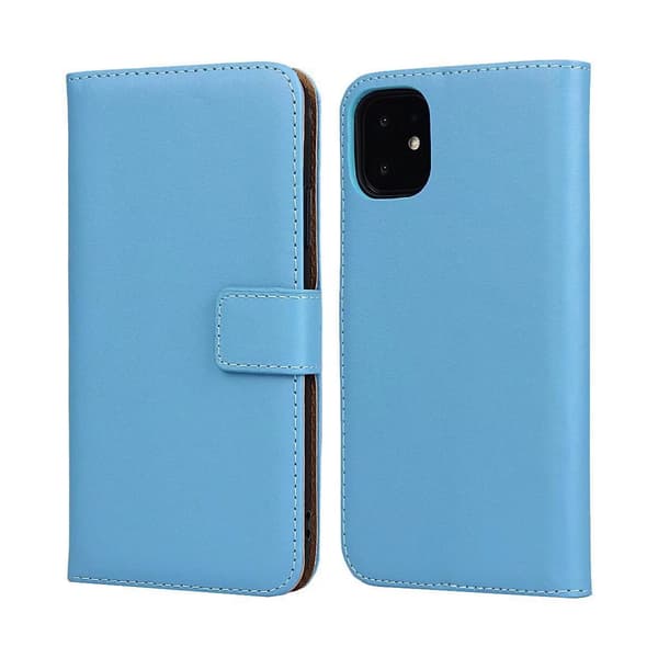 iPhone 12/12 Pro - Ekte Lær Etui - Lyseblå