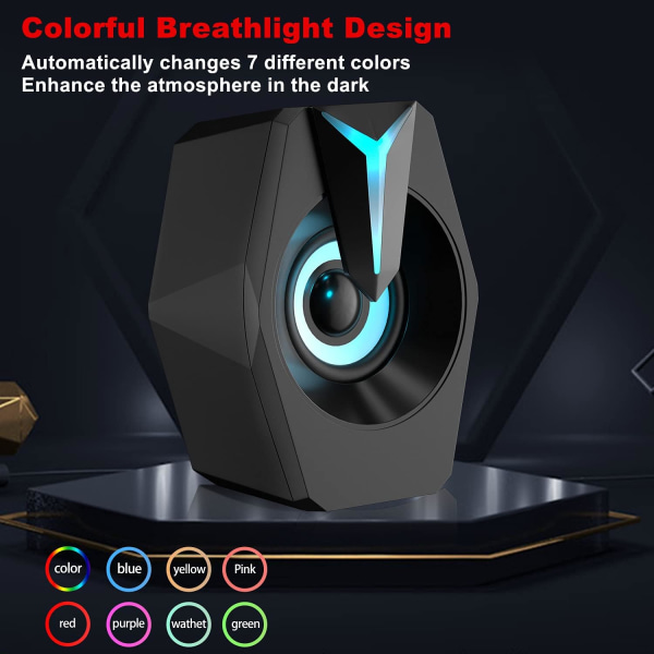 Datorhögtalare, Stereo PC Gaming-högtalare med 7 färger