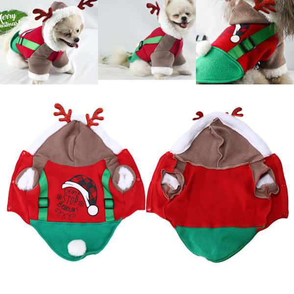 Sødt hjortekostume til små og mellemstore hunde til jul, efterår og vinter (XL)