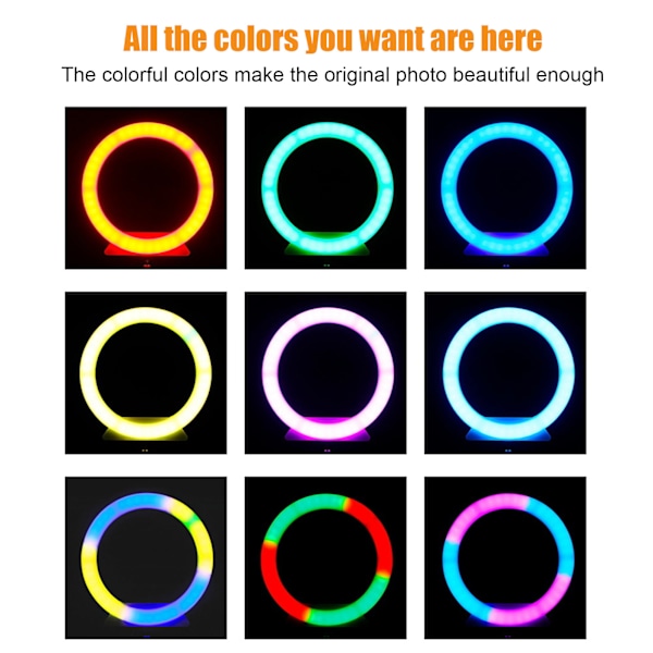 Säädettävä LED-rengasvalo USB-latauksella RGB-live-täyttövalo panoroinnilla ja kallistuksella valokuvaukseen
