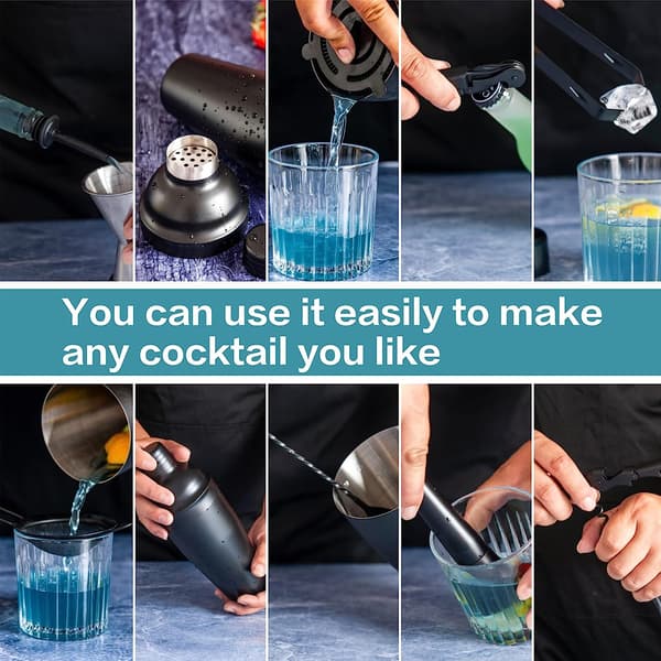 Bartender Kit Gavevalg, Cocktail Shaker Sæt Finmasket Si Professionel Kvalitet, Lækagefrit Design Rustfrit Stål Materiale, Alsidig Bar