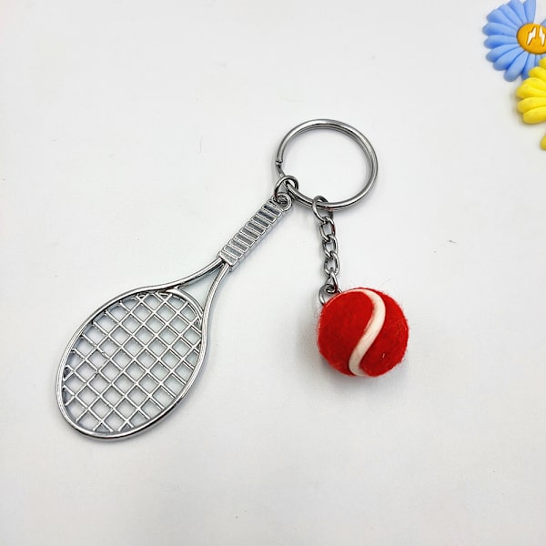 Nøkkelring i metall Tennis Racket Nøkkelring Nøkkelring Tennisball 6 PCS