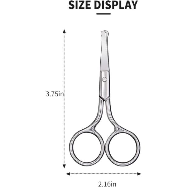 Premium hand-forged moustache scissors, 93.5 mm, silver