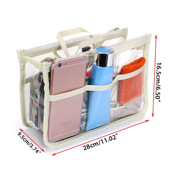 Transparent PVC Handväska Organizer, Makeup Toiletry Bag, för Kvinnor