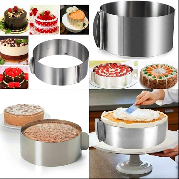 Rund kakform non-stick, läckagesäker, 16cm-30cm justerbar