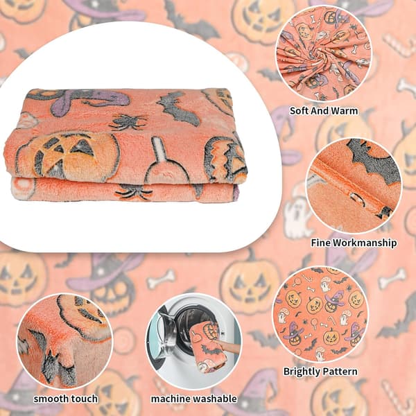 Halloween lysende flanellteppe, varmt teppe, egnet som plysjgave til gutter og jenter, sofateppe, barneteppe Størrelse 100*150cm Size 100*150cm