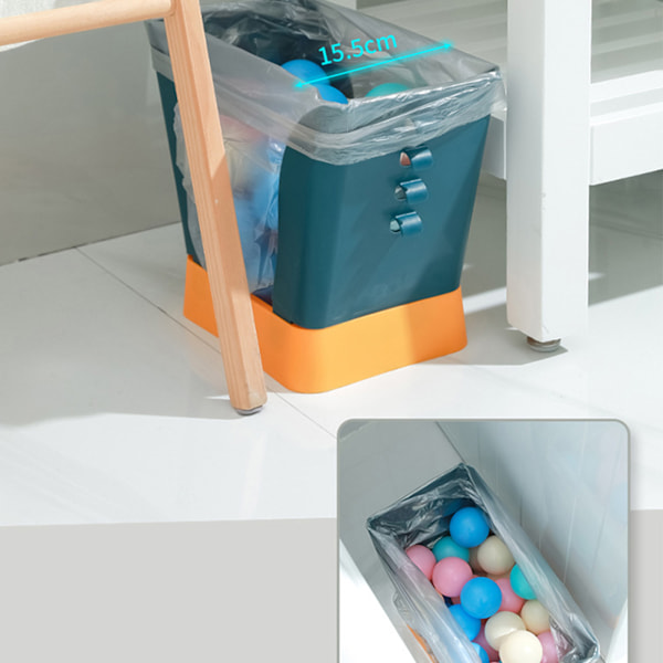 Plastic Garbage Can Expandable Trash Bag Holder Large Capacity for Kitchen Bathroom Blue and Yellow