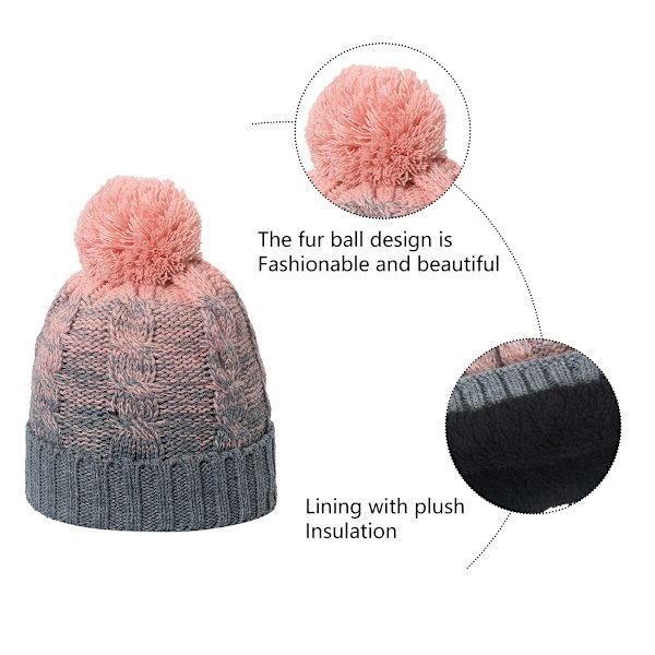 Bobble Hat til kvinder Vinter Beanie Huer Thermo Foret