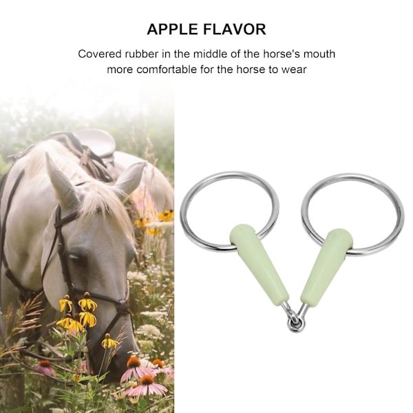 Heste Snaffle Bit Gummibelagt Rustfritt Stål Løs Ring Heste Munnbit for Trening Ridning