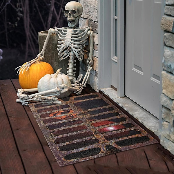 Läskiga Halloween Välkomst Dörrmattor, 3D Rutig Dansande Clown Tema, Halkfri Matta, Perfekt Inomhus Utomhus Golvmatta för en Spöklik Entré