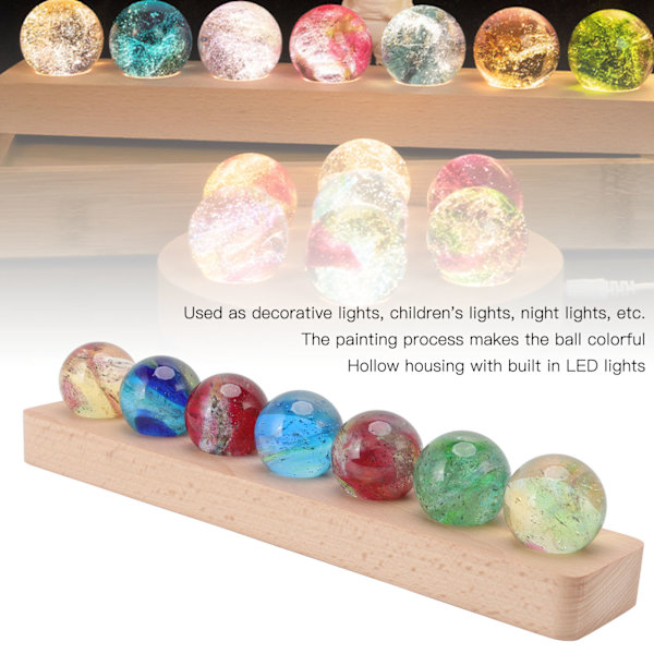 Klot nattlampa 3D-effekt Färgvariation Målarprocess Inbyggd LED Glas Sapele Bok Kristallkula Lampa för dekoration Kvadratisk botten Bok