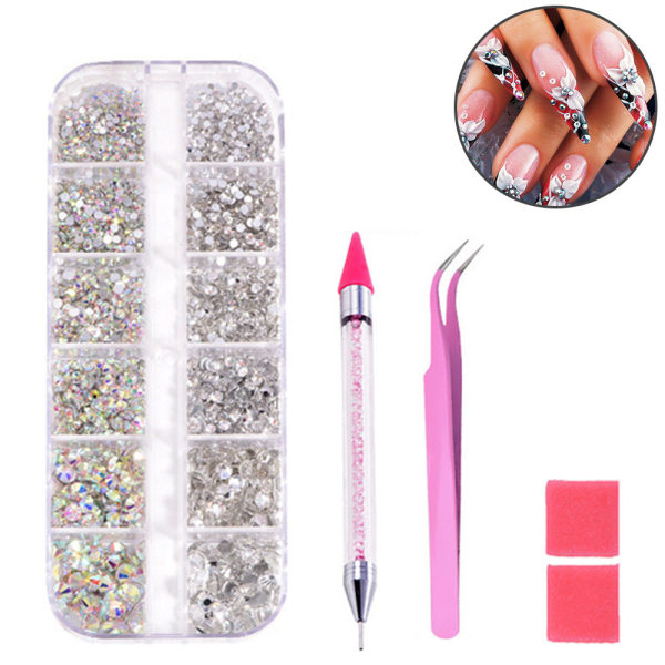 1440 bitar Crystal Crystal Rhinestones Nail Art Rhinestones