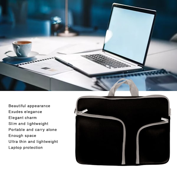15,6 tommers bærbar PC-veske komfortabelt håndtak bærbar PC-veske for 14 tommer 15 tommer 15,6 tommer for OS Laptop Pro for HP for DellBlack