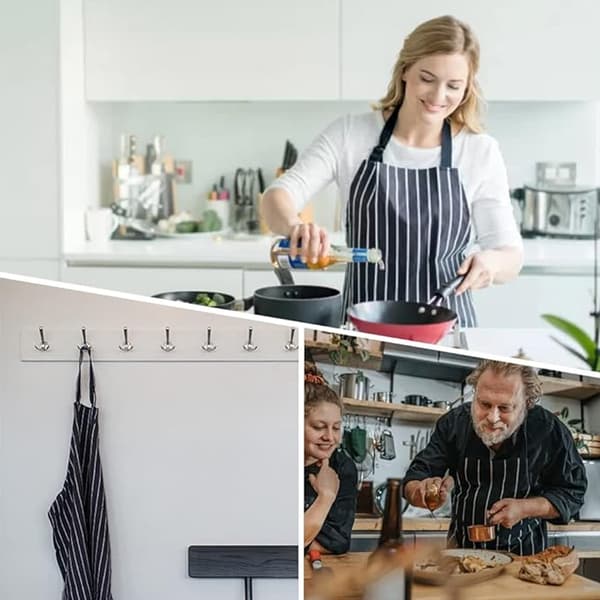 Justerbart Forklæde med Smæk, Polyestergarnfarvet Stribet Design, Holdbart Materiale med Bred Dækning, Let at Rengøre Maskinvaskbart Køkkenforklæde