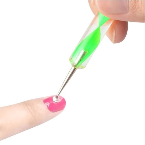 5 Pc 2 Way Dotting Pen Tool Nail Art Tip Dot Paint Manicure Kit