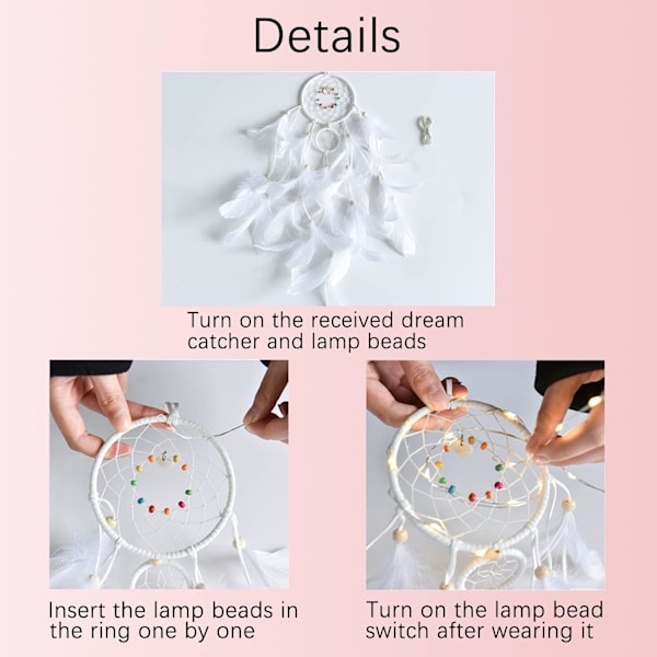 Stor Böhmisk Heminredning, Perfekt Gåva LED Ljus Dream Catcher, Halvcirkel Måne Dekor, Handgjorda Fjäderdrömfångare för Sovrum Väggupphängning