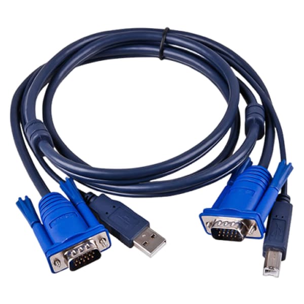 USB VGA KVM Switch Kabel med 15-Pin Hanstik, 2 i 1 Design til Computer til Skærm Forbindelse, Understøtter USB Type A og B Interfaces for Stabil