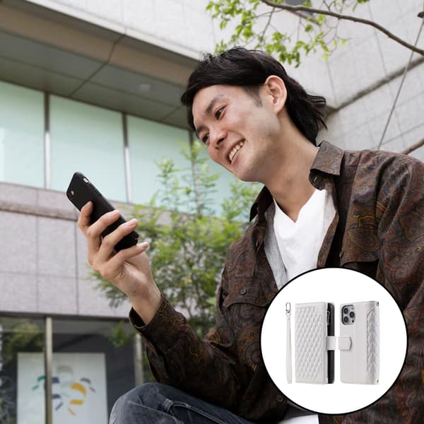 Plånboksfodral för iPhone 14 Pro - Vit Plug-in Flip-lock Läder Telefonskal