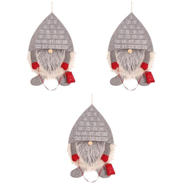 Julnedräkningskalender med grå mössdesign för tidsräkning 3 st