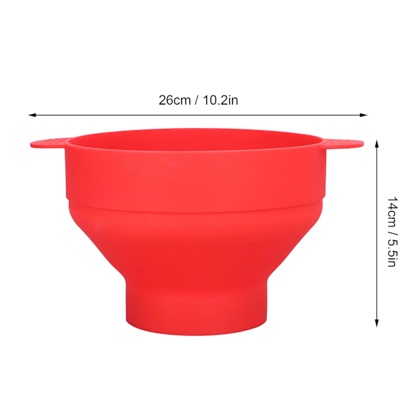 Suuri mikroaaltouunin popcorn-poppari kannellisella kahvalla BPA-vapaa taitettava 40℃ - +230℃ DIY elintarvikelaatuinen silikoninen popcorn-kulho (punainen)