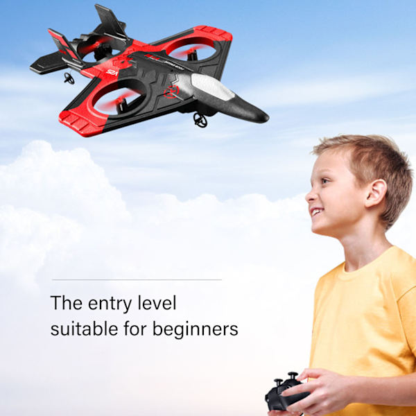 RC Drone Bärbar EPP Fjärrkontrollplan med Färgglada LED-lampor och Reservpropellrar för Barnleksak Present Röd Enstaka Batteri