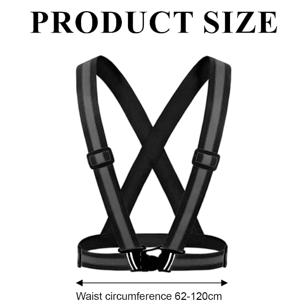 Elastisk Justerbar Refleksvest 1 Full Stropp Nattløping Trafikk Nattkonstruksjon 2 Full Vest Black
