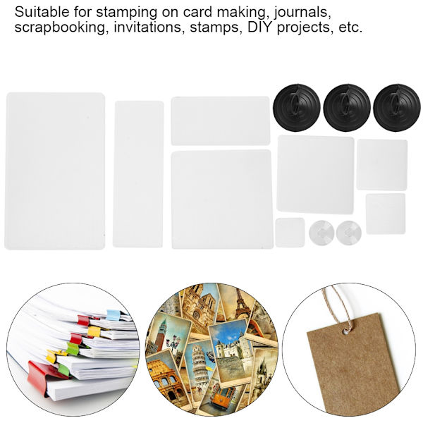Stämpelblock Akryl Genomskinlig med Vita Prickade Linjer för Scrapbooking Hantverk Stämpling Verktyg