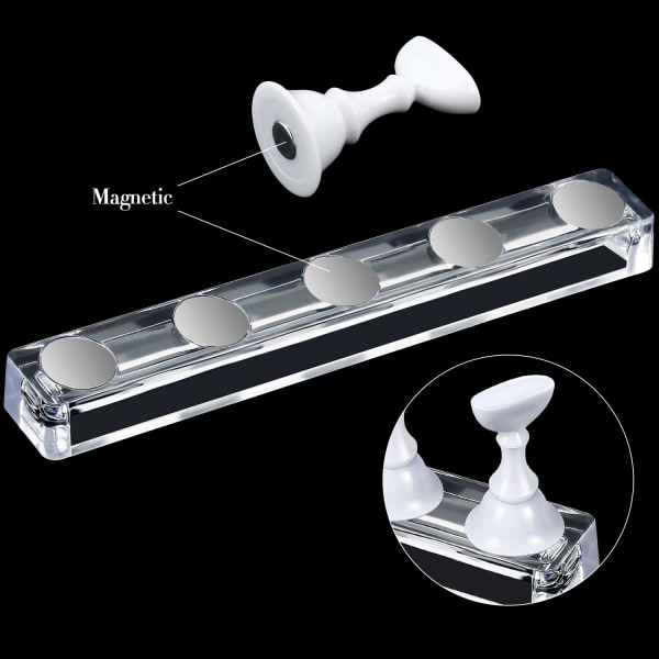 2 Sett Akryl Nail Art Practice Stands Magnetic Nail Tips