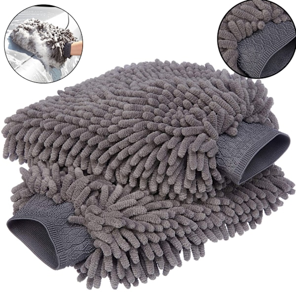 Mångsidig Mikrofiber Biltvättshandske, Högdensitets Caterpillar-trådar, Bekväm Elastisk Manschett, Dubbelsidig för Förbättrad Rengöring, Lämplig för Alla