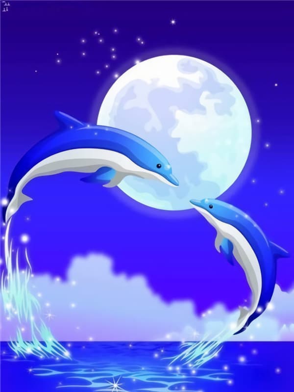 Målad 30*40cm 5D Diamant Full Diamant Korsstygn (7) Delfin