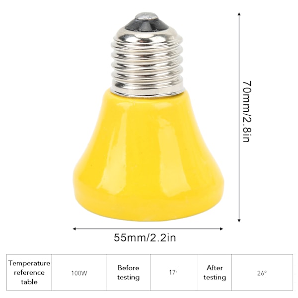 Keraaminen matelijalämpölamppu Mini infrapunalämpö keraaminen sammakkoeläinten lämmityslappu liskoille matelijoille 220V-240V 100W Keltainen