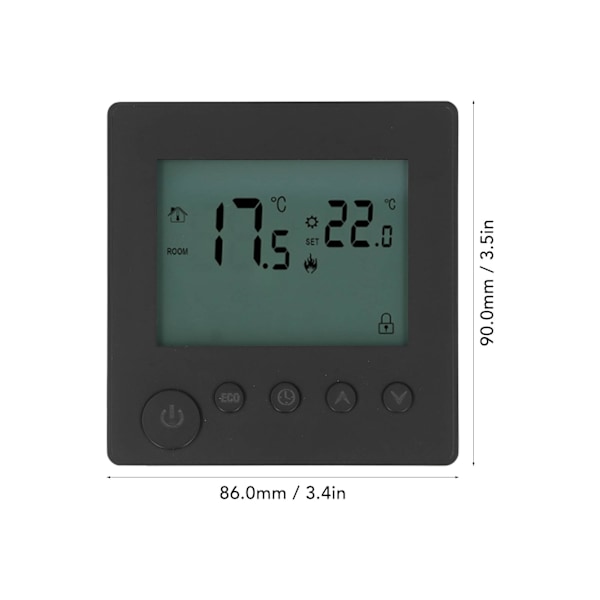 Digital termostat 4500W høj effekt elektrisk gulvvarme temperaturstyring termostat til kontor indkøbscenter AC 90V til 240V sort