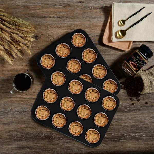 2 stk silikonemuffinsform til 12 muffins non-stick belagt,