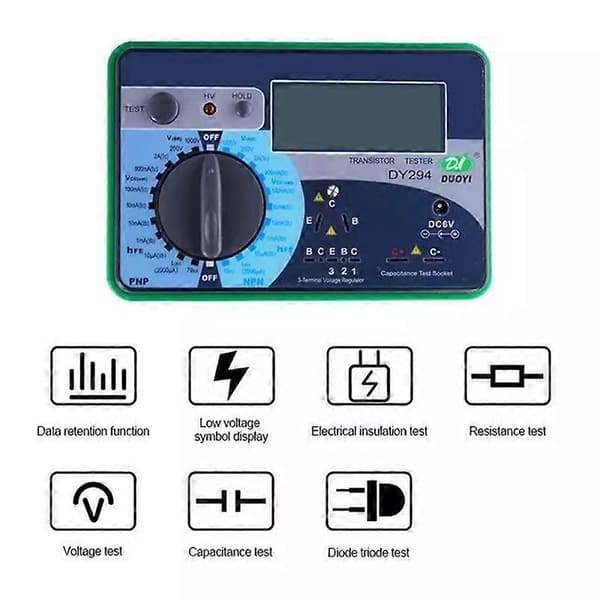 DUOYI DY294 Multifunksjonell digital transistortester